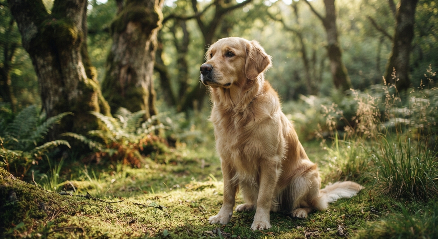 Cachorro no meio do mato triste por doença neurológica
